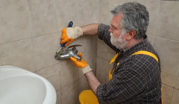 a male plumber technician smiling at the camera from TMK Plumber Austin in Austin, TX - Commercial plumbing services