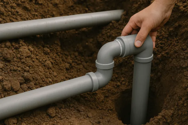 PVC pipes going underground from TMK Plumber Austin in Austin, TX - Hidrojet services PVC pipes going underground from TMK Plumber Austin in Austin, TX - Hidrojet services