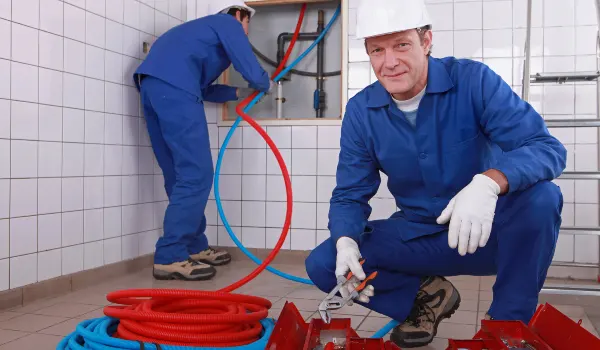 male plumber fixing a bathroom faucet from TMK Plumber Austin in Round Rock, TX - Round Rock TX