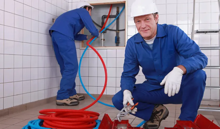 male plumber fixing a bathroom faucet from TMK Plumber Austin in Round Rock, TX - Round Rock TX