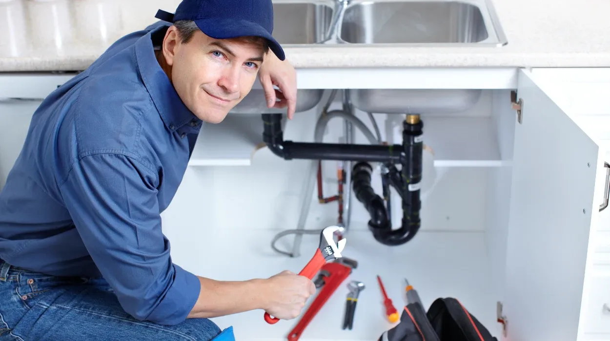 a plumber technician with a tool belt from TMK Plumber Austin in Austin, TX - Sewer backup solutions