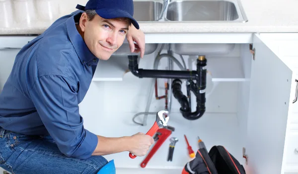 a plumber technician with a tool belt from TMK Plumber Austin in Austin, TX - Sewer backup solutions